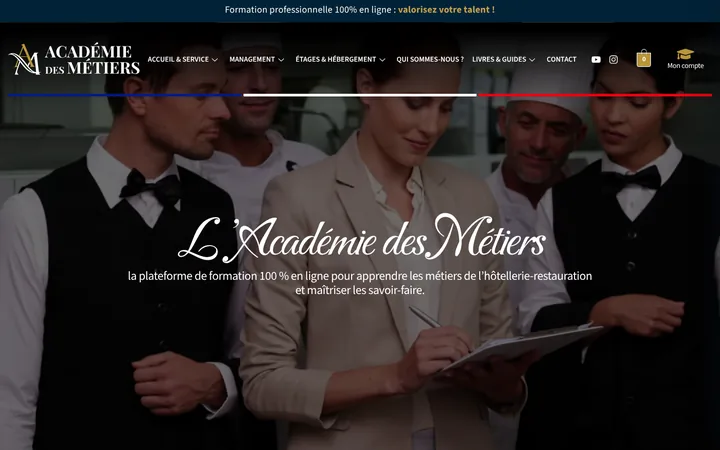 Capture du site Académie des Métiers