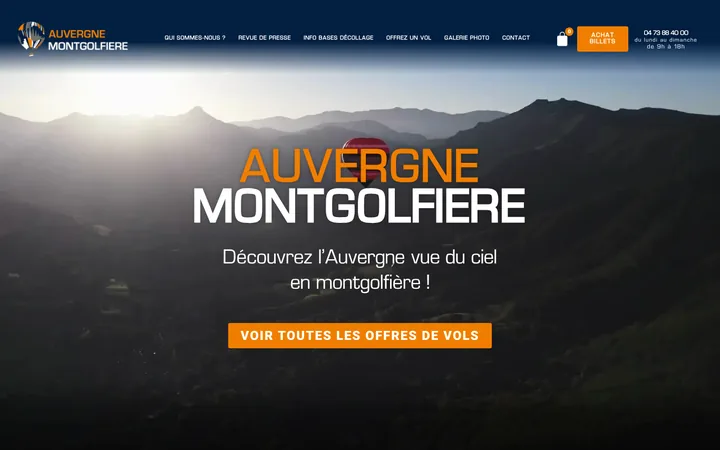 Capture du site Auvergne Montgolfière